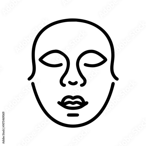 Minimalist face illustration with closed eyes and serene expression  