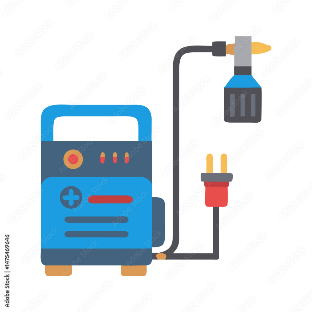 Welding machine illustration for industrial and construction work