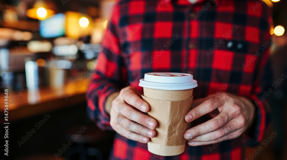 Barista Preparing a Cup of Fair Trade Coffee in a Cozy Café Barista Preparing a Cup of Fair Trade Coffee in a Cozy Café