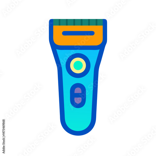 Colorful Illustration of Electric Shaver Device on Black Background
