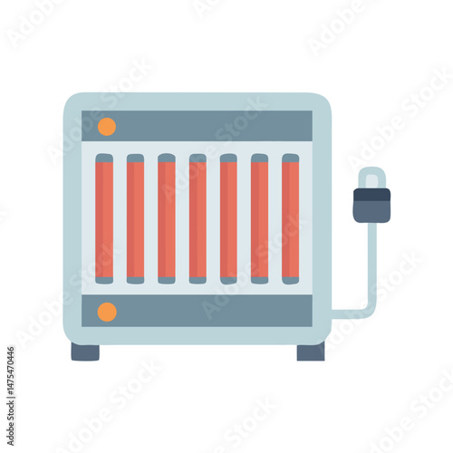 Infrared Space Heater Flat Icon Illustration on Black