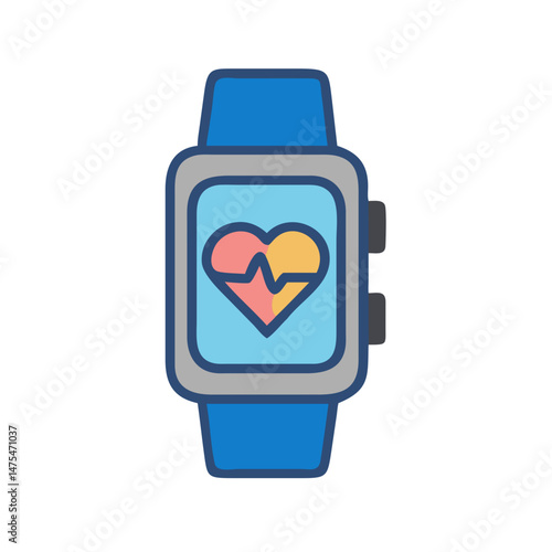 Smartwatch displaying heart rate, fitness and health concept