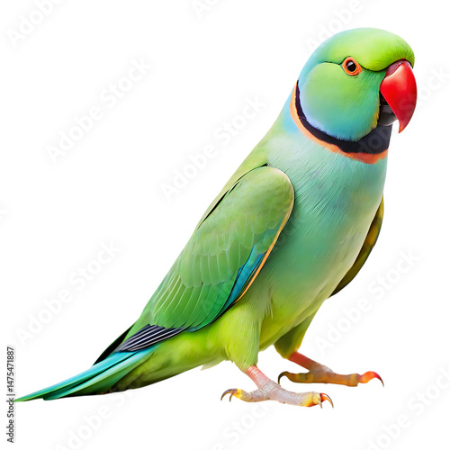 Indian Ringneck Parrot Isolated On Transparent Background. Indian Ringneck Parrot PNG.