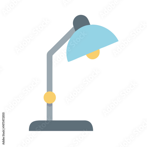 Modern Adjustable Desk Lamp Icon Illustration, Flat Design