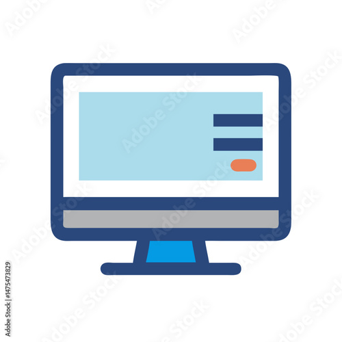 Modern Computer Icon: Monitor Displaying Data on Black Background
