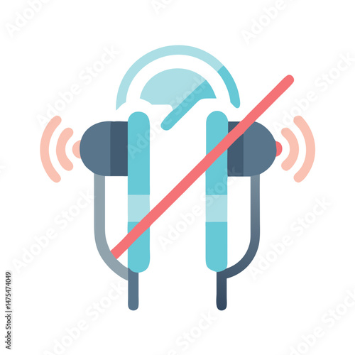 No Headphones Allowed: Silent and Noise-Free Zone Symbol