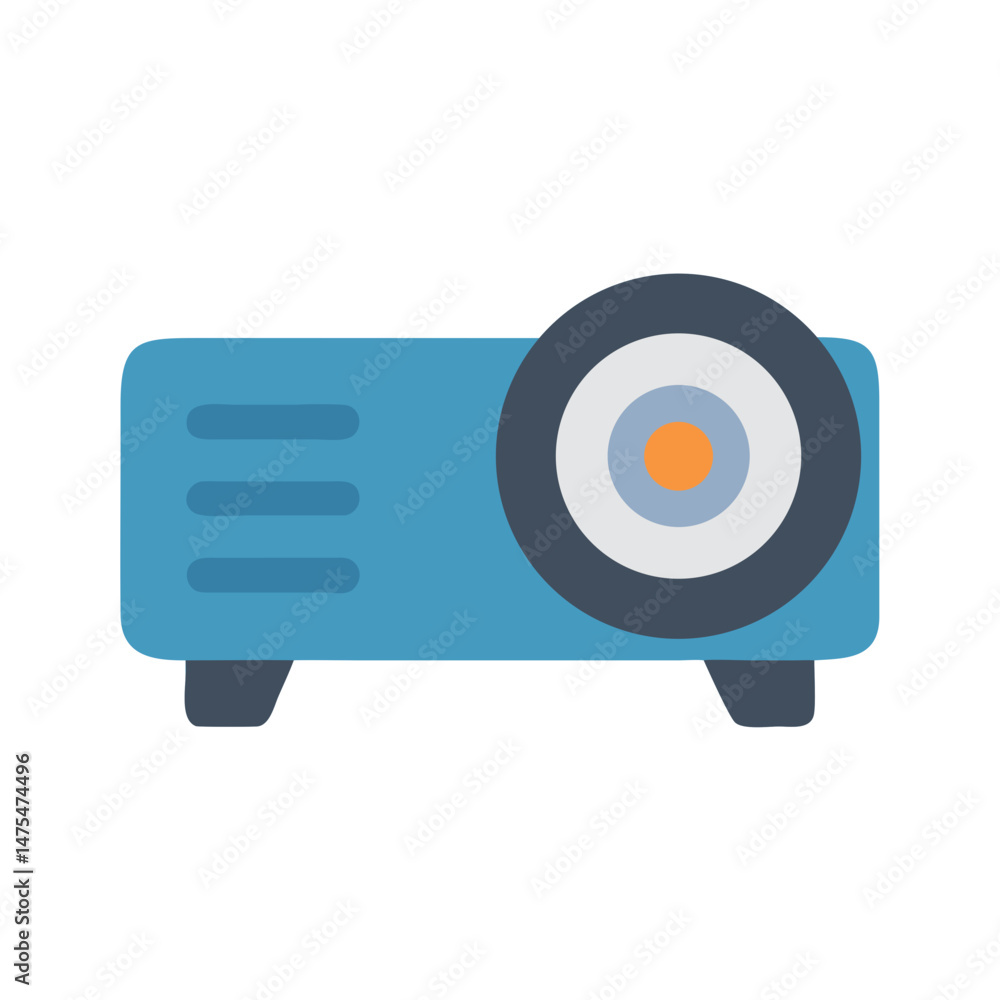 Blue projector vector on black background presentation equipment Blue projector vector on black background presentation equipment
