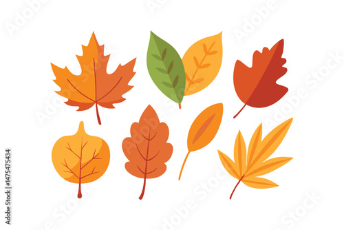 Collection of Autumn Leaves Watercolor Style for Printable Graphics