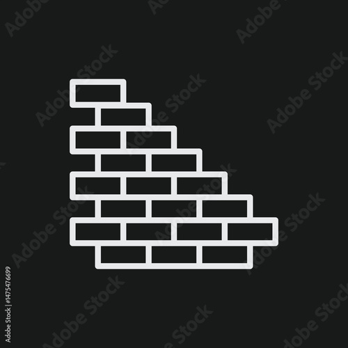 Minimalist Brick Wall Section Icon Vector Simple Outline Illustration of Fragmented Masonry Graphic