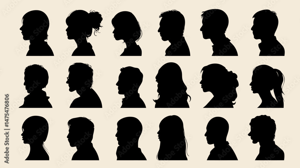People avatar silhouettes simple silhouette vector isolated on white background - People avatar silhouettes simple silhouette vector isolated on white background -