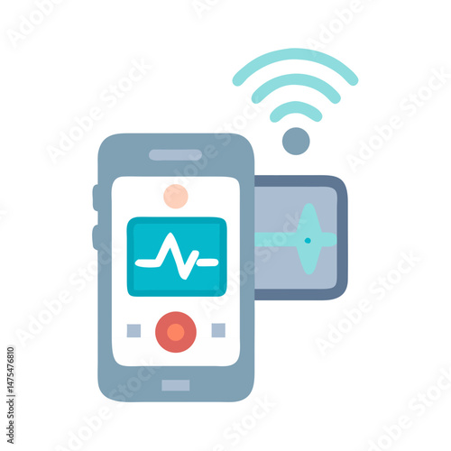 Smartphone ECG with wireless connectivity on black background