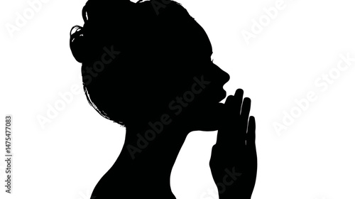 Person whispering silhouette vector isolated on white background  -  