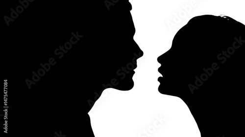 Person whispering silhouette vector isolated on white background  -  