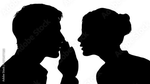 Person whispering silhouette vector isolated on white background  -  