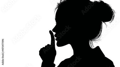 Person whispering silhouette vector isolated on white background  -  