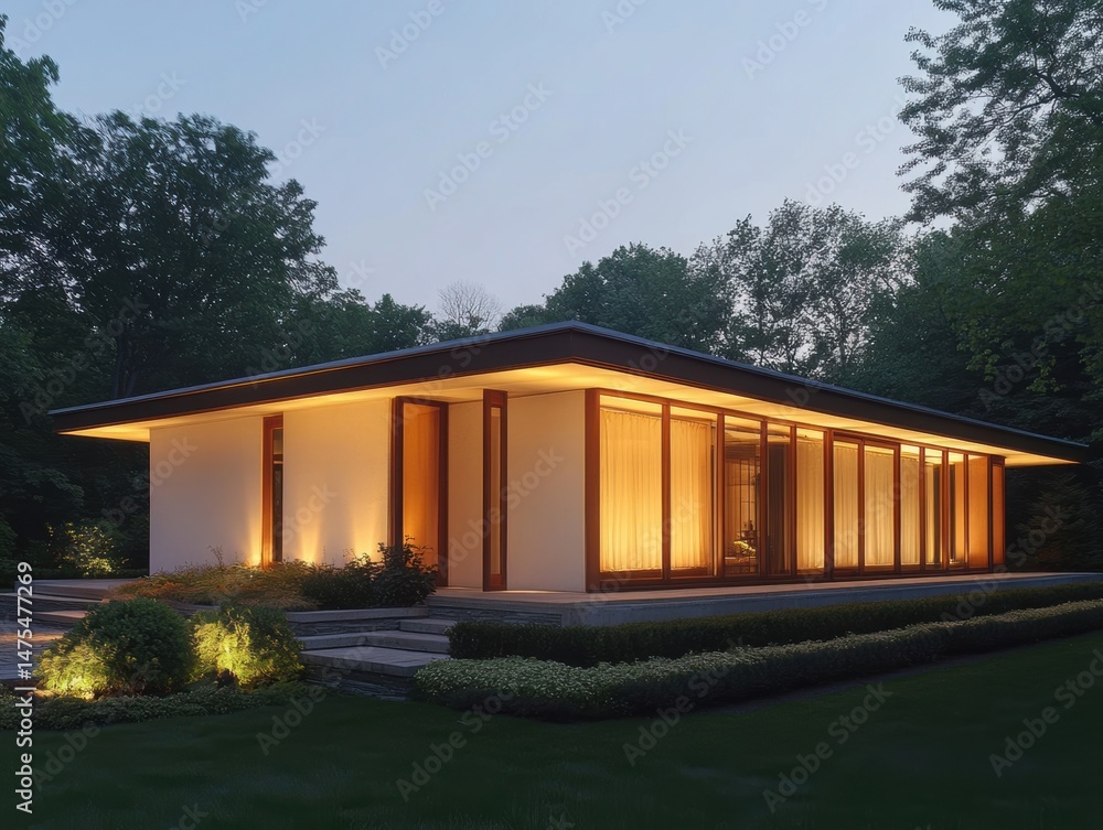 Modern home exterior architecture design with outdoor landscape view Modern home exterior architecture design with outdoor landscape view