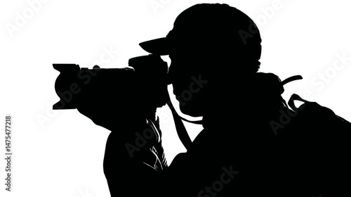 Photographer taking picture silhouette vector isolated on white background  -  