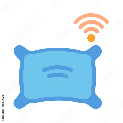 Smart pillow with wireless connection icon illustration design
