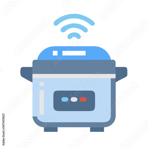 Smart Multi Cooker Pot with Wi-Fi Icon Illustration