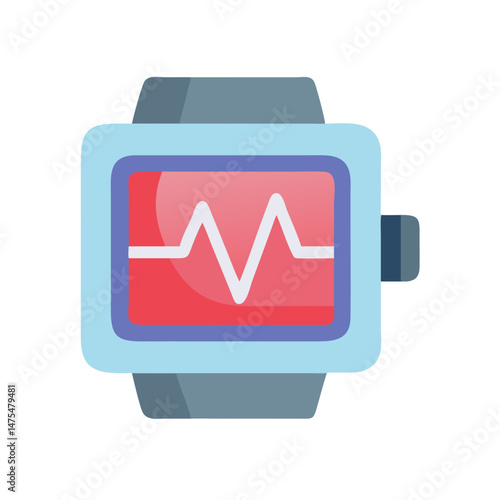 Smartwatch with heart rate monitor on black background