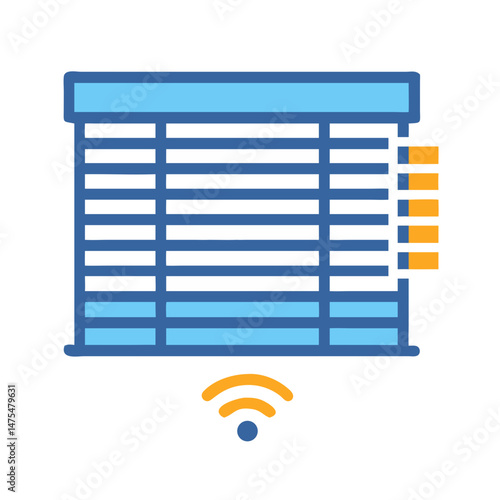 Smart blinds icon with wifi symbol on black