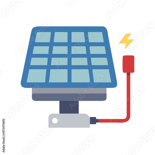 Solar panel renewable energy charging flat icon design