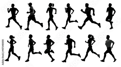 Wallpaper Mural Running silhouette set simple silhouette vector isolated on white background  -   Torontodigital.ca