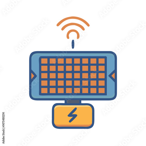 Smart Solar Panel with Wifi Signal Isolated Illustration