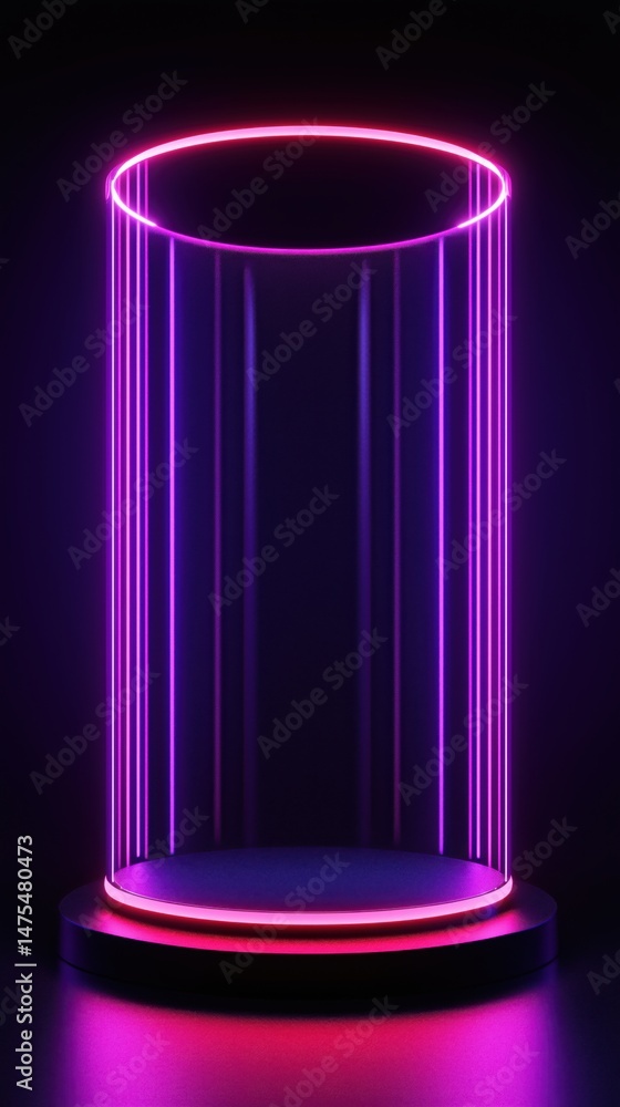 Abstract neon pink and purple podium for presentation background Abstract neon pink and purple podium for presentation background