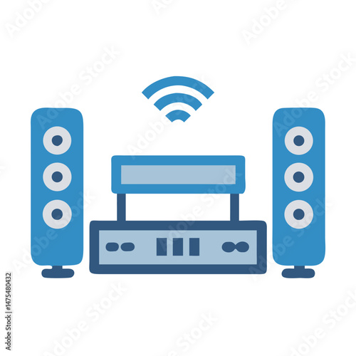 Blue Wireless Home Entertainment System on Black Background