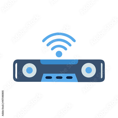 Wireless speaker with Wi-Fi connection icon on black