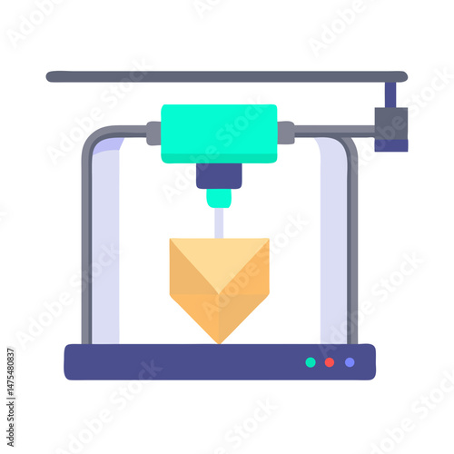 Modern flat 3D printer illustration on black background