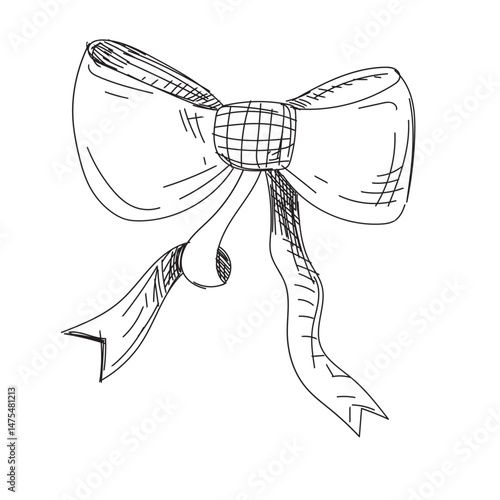 bow ribbon.. party decoration, greeting card. Cute hand drown. element for prints, cards, invitation, flyer and poster.