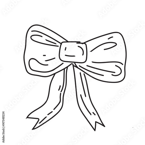 bow ribbon.. party decoration, greeting card. Cute hand drown. element for prints, cards, invitation, flyer and poster.