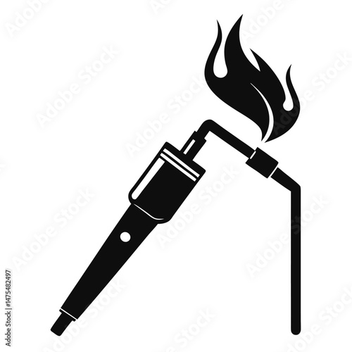 The black solid soldering iron shows a flickering flame in a silhouette view