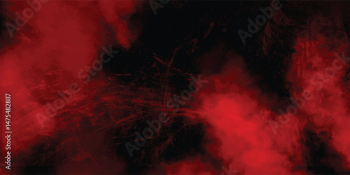 Abstract red and black background with grungy scratchy texture, flowing red smoke suitable for various creative designs
