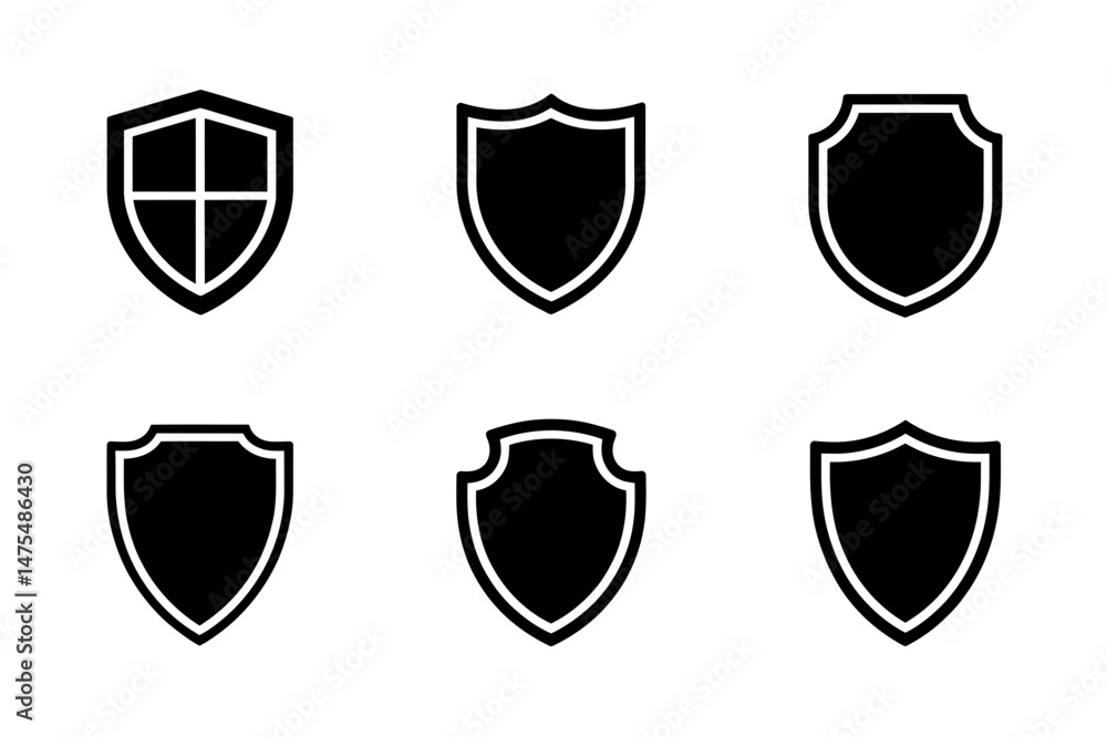 Shield vector set security and protection icons Shield vector set security and protection icons