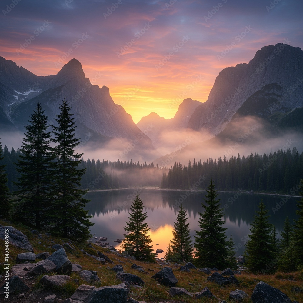Obraz premium sunrise in the mountains