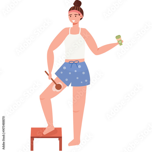 woman applying body scrub with brush vector icon isolated on white
