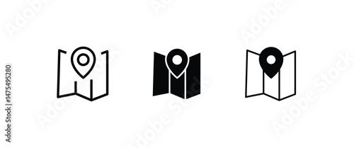 map pin point location icon, icons Editable Stroke Pointer, Geolocation, Navigation, gps, direction, place, compass, contact, search concept icon. Isolated on white