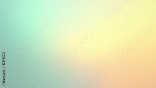 Colorful watercolor background of abstract sunset sky with paint blotches and soft blurred texture in blue green yellow beige and orange border in gradient paint colors


