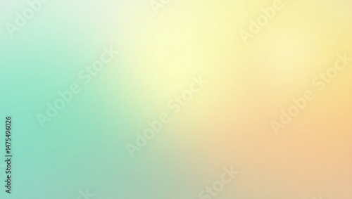 Colorful watercolor background of abstract sunset sky with paint blotches and soft blurred texture in blue green yellow beige and orange border in gradient paint colors

