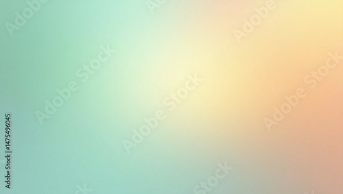 Colorful watercolor background of abstract sunset sky with paint blotches and soft blurred texture in blue green yellow beige and orange border in gradient paint colors

