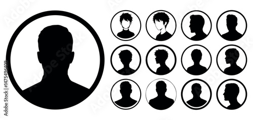 Cuadro en lienzo Male Silhouette Avatars Collection – Vector Profile Icons Set , Default Avatars