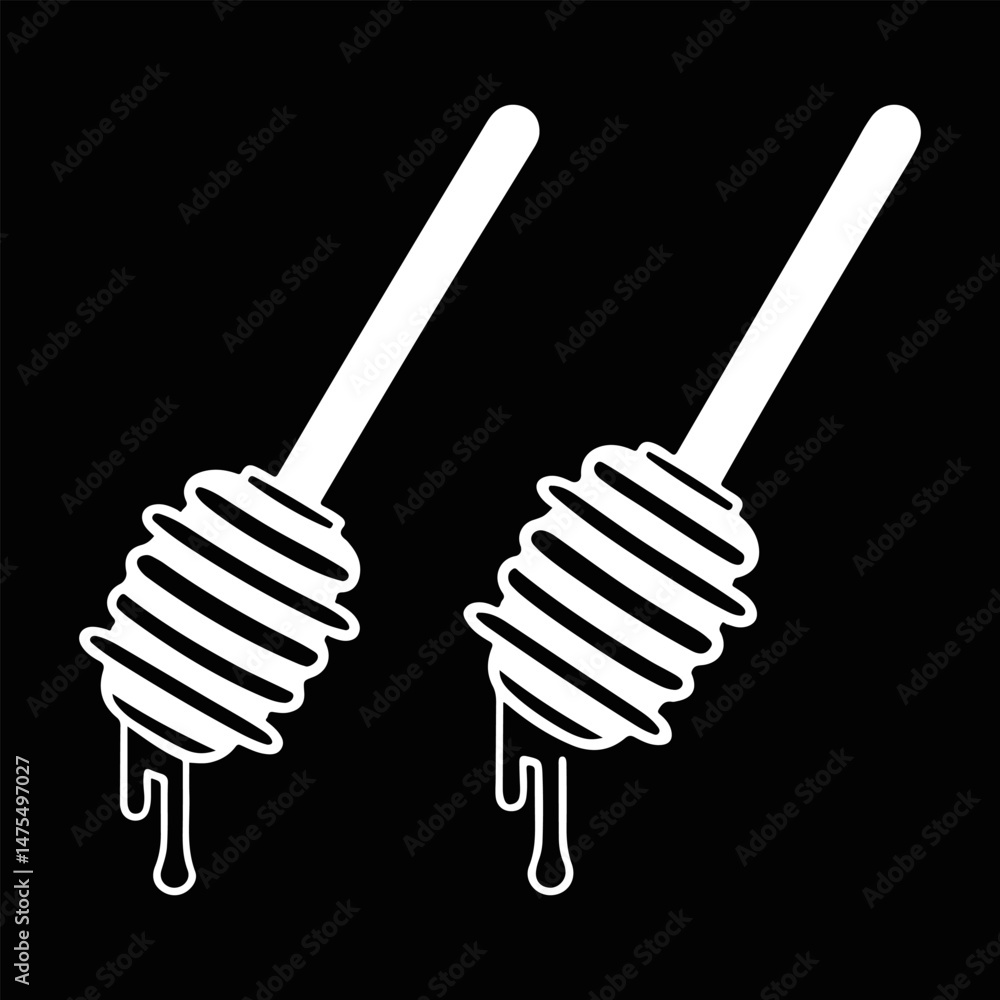 Fototapeta premium Honeycomb Stick and Honey Drip Icon – Beekeeping Equipment
