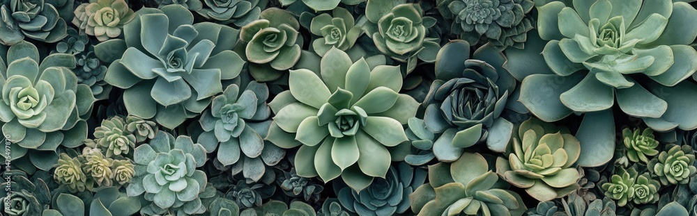 Lush succulent garden, diverse textures and shades of green Lush succulent garden, diverse textures and shades of green