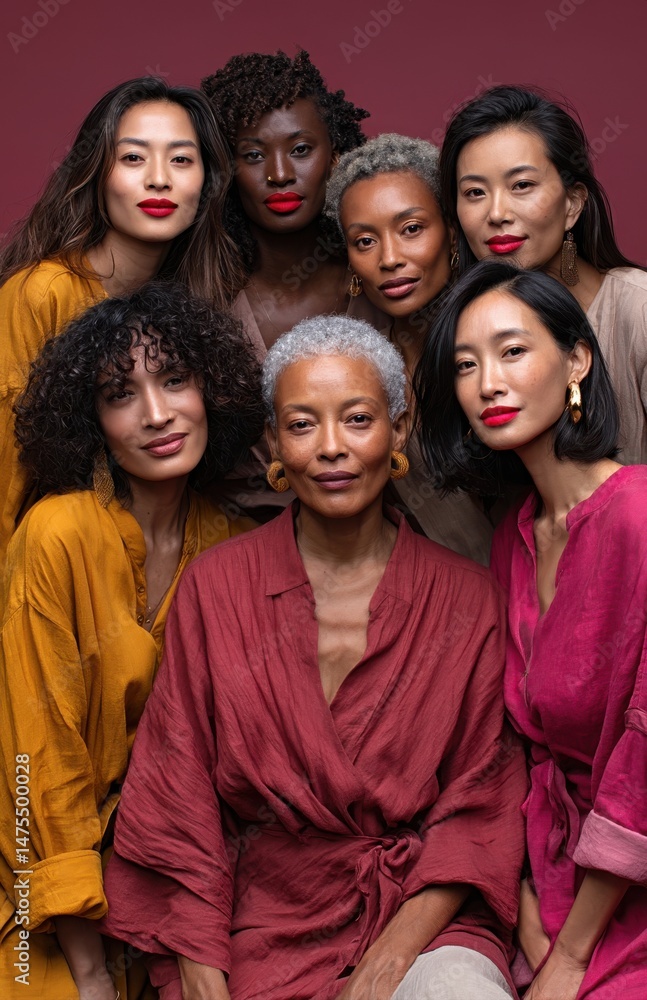Fototapeta premium Diverse group of women posing together, celebrating diversity and female empowerment