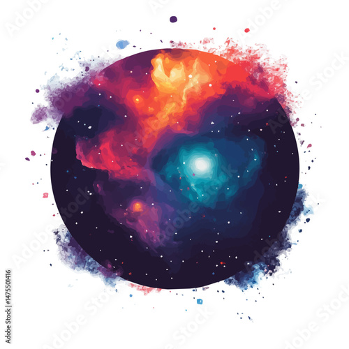 2D flat Nebula vector illustration, isolated on a white background.