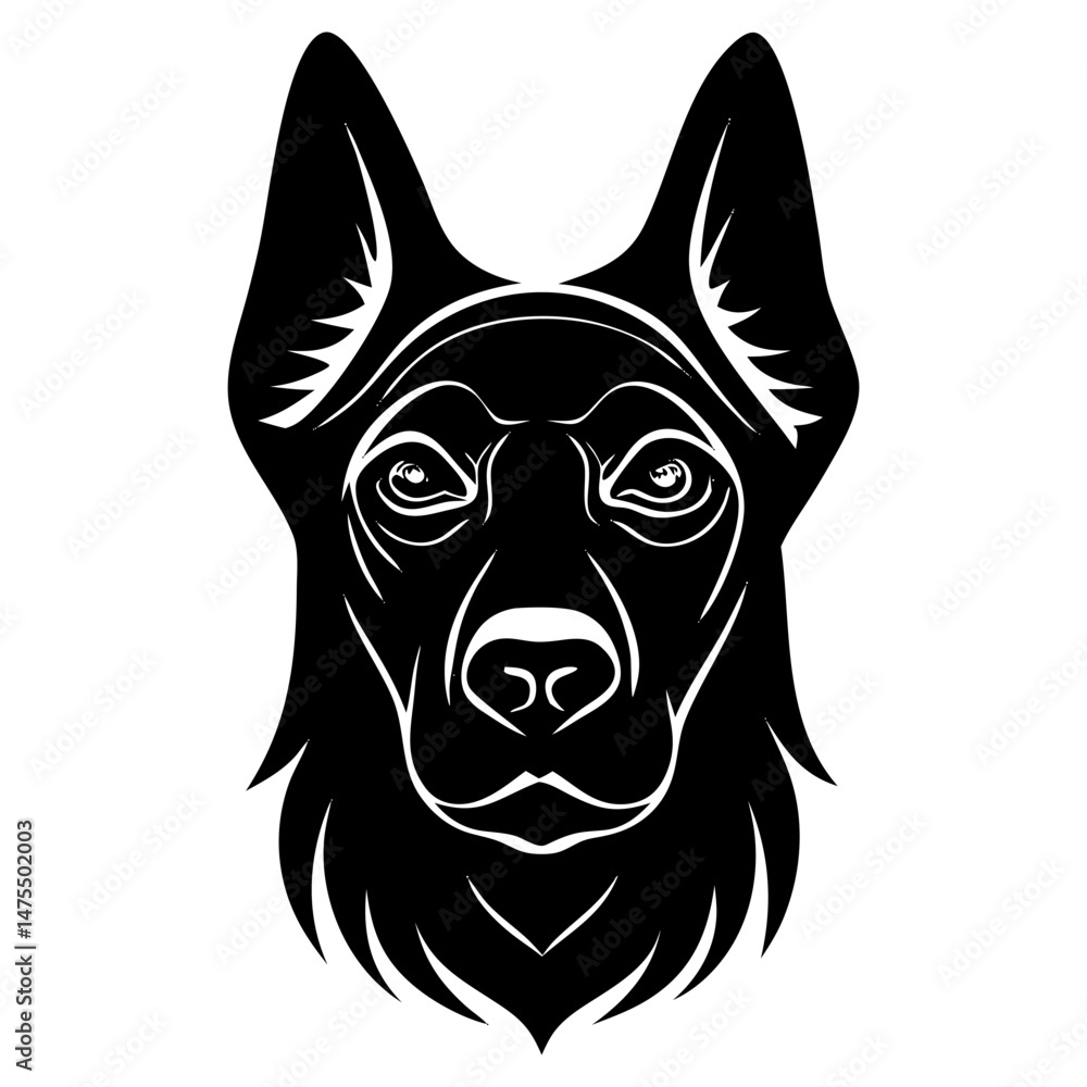 Obraz premium A clean vector dog face silhouettes on a white background, in black with simple vector style