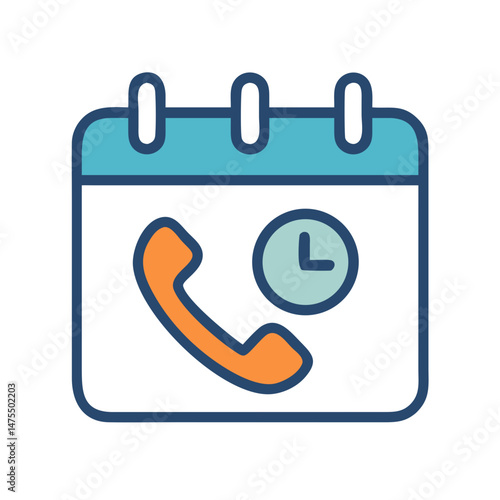 Scheduled Call Icon: Calendar, Phone, and Time Symbol